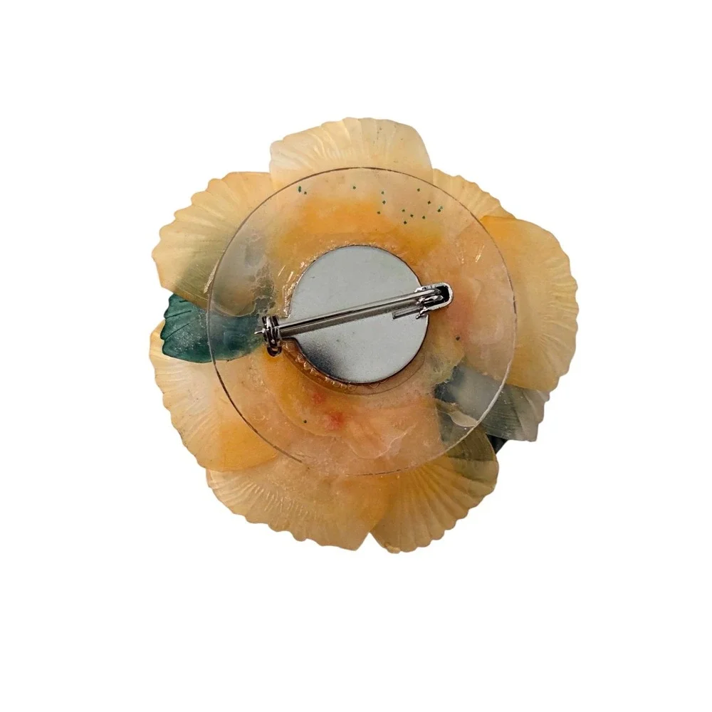 Vintage Handmade Barbados Real Layered Tropical Fish Scale Pin‎ Brooch Retro